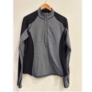 Lululemon 10 Ready To Rulu 1/2 Zip Pullover Black Grey Thumbholes REVERSIBLE